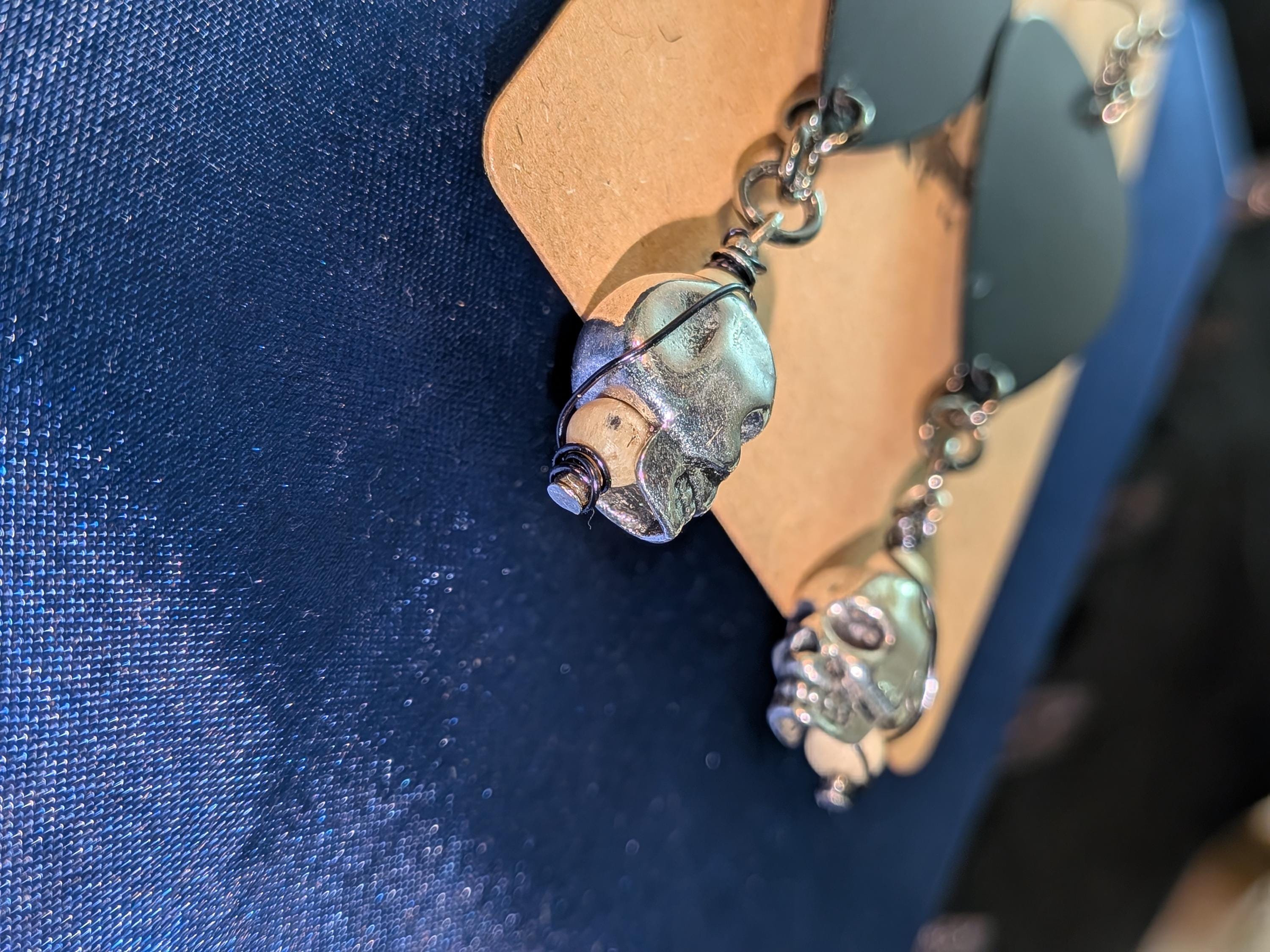 Skull and Bones Guitar pick Earrings