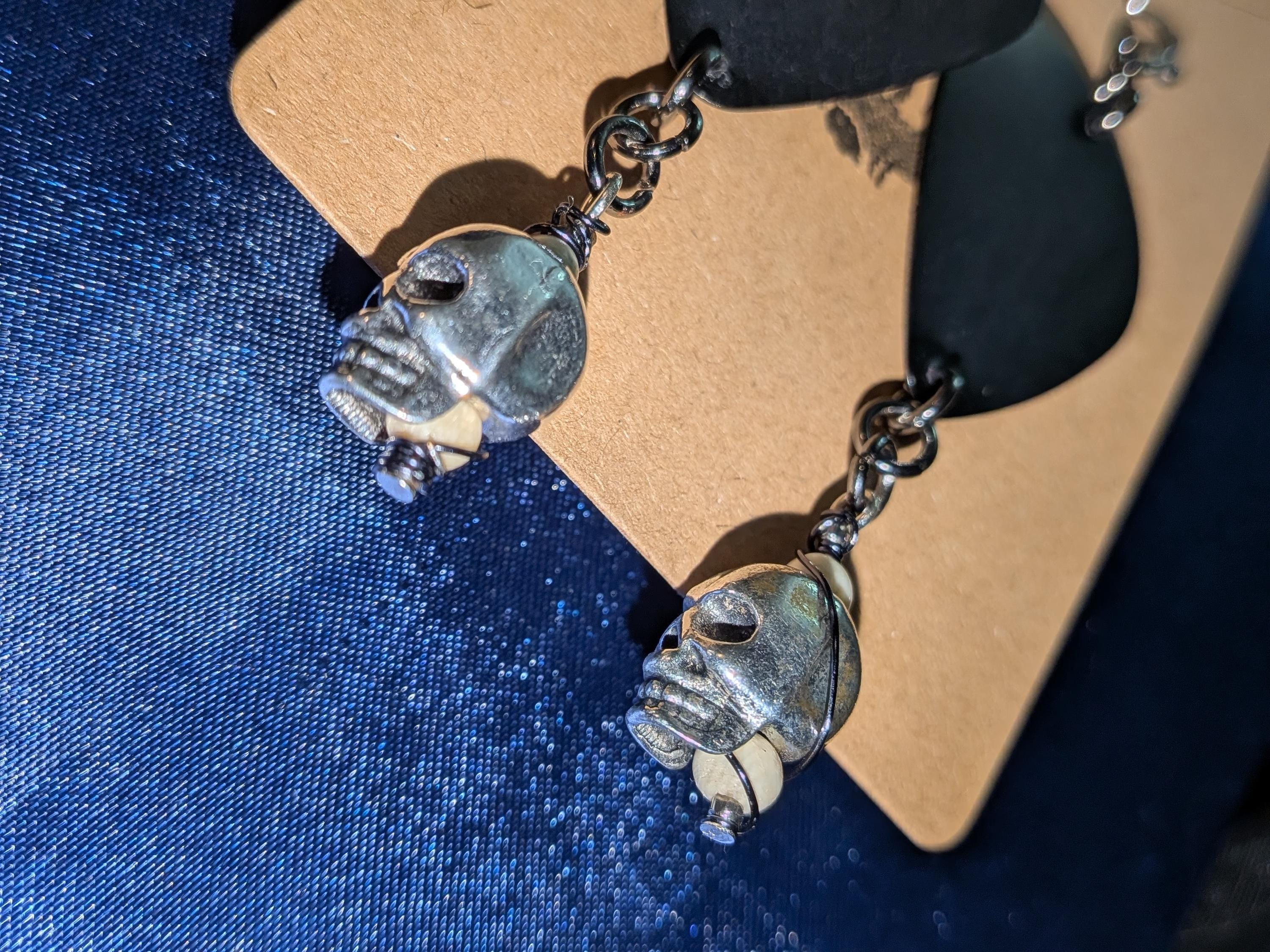 Skull and Bones Guitar pick Earrings