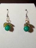 Handcrafted Grape Earrings: Green Beaded Summer Jewelry