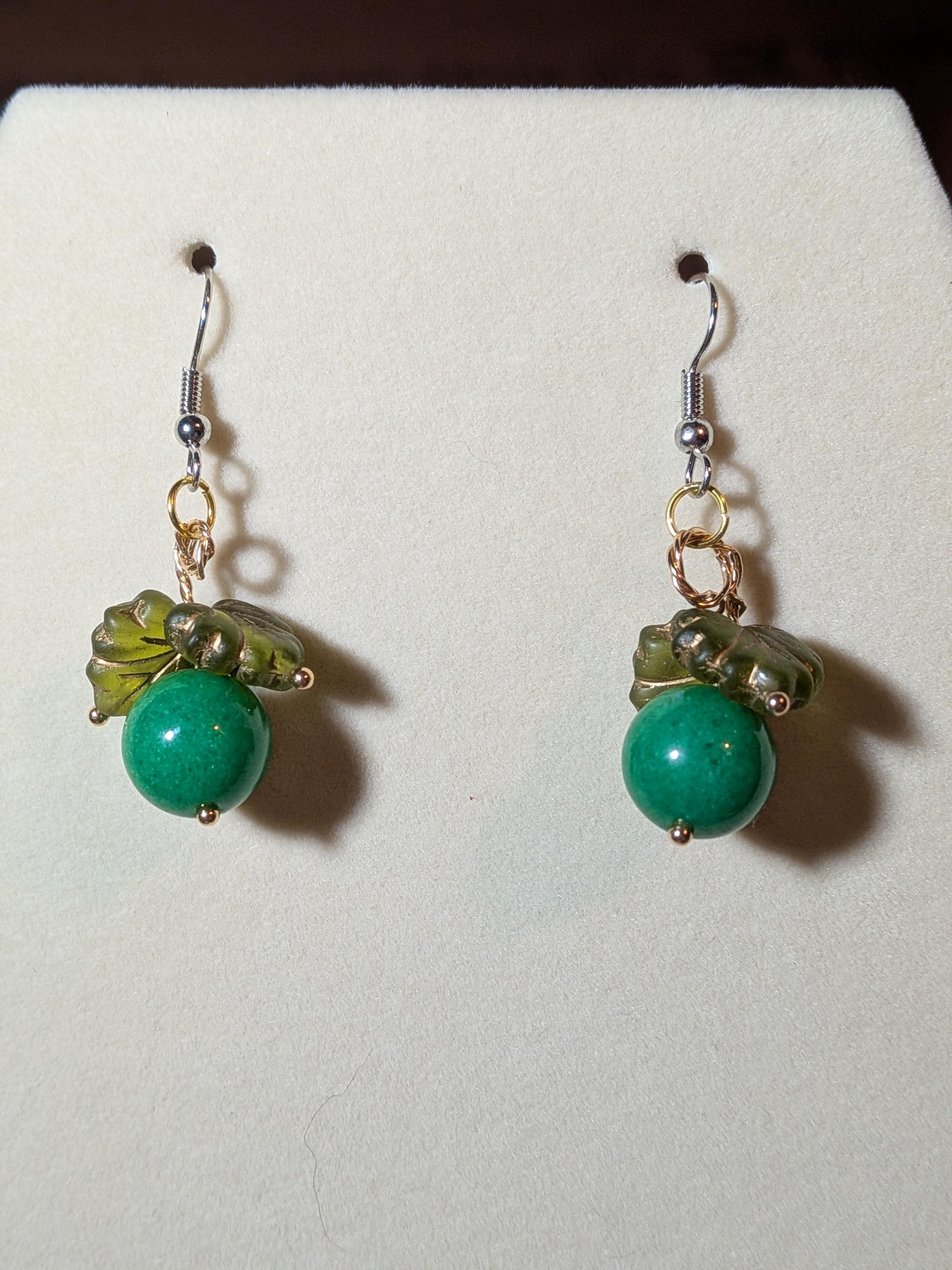 Handcrafted Grape Earrings: Green Beaded Summer Jewelry