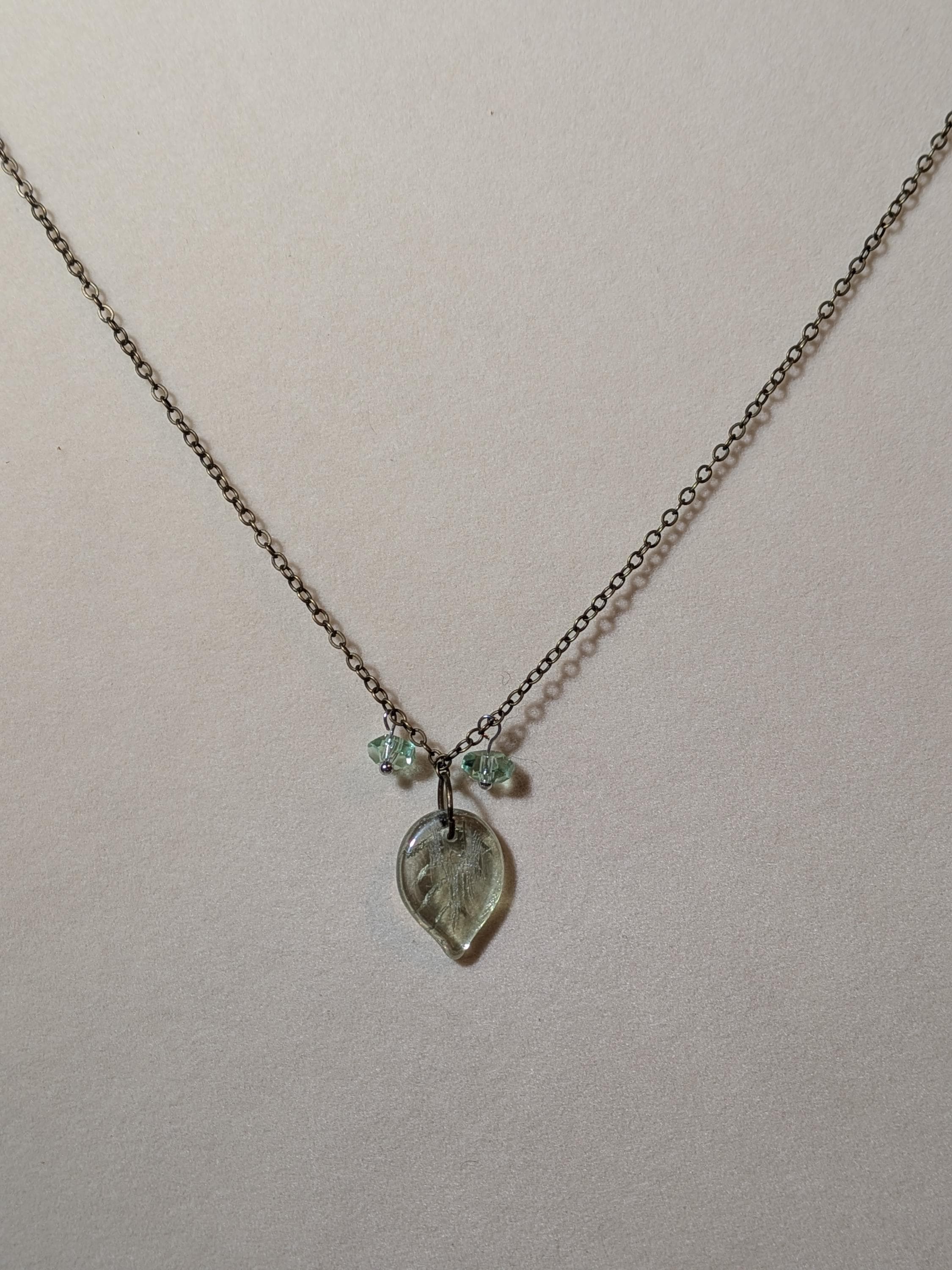 Boho Elegant Glass Leaf Necklace